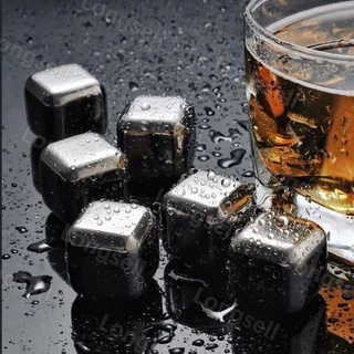 Food Grade Stainless Steel Ice Cube Kitchen Untensil Set Whiskey Beer Cola Ice Liqueur Frozen Drink Metal Ice Cubes (Đá Viên Bằng Thép Không Gỉ An Toàn Thực Phẩm)