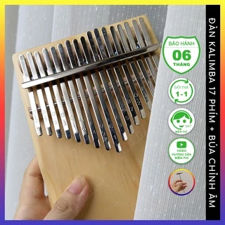 Đàn kalimba 17 phím gỗ nguyên khối QUYNHLEMO, Kalimba 17 phím khắc nốt gỗ tự nhiên, đồ chơi cho bé tặng búa chỉnh âm