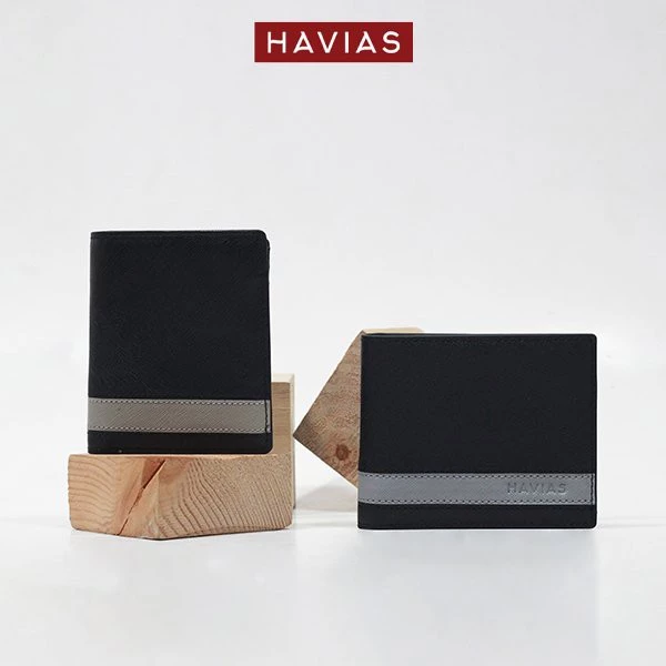 COSMO2 & COSVER2 HAVIAS couple ví ngang và đứng độc đáo da bò Saffiano 100%