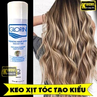 Keo Xịt Tóc Mềm Glorin TRẮNG - Keo Xịt Tóc Nữ/Nam - Keo Vuốt Tóc Dạng Xịt / Gôm Xịt Giữ Nếp 420ML - Kivovi