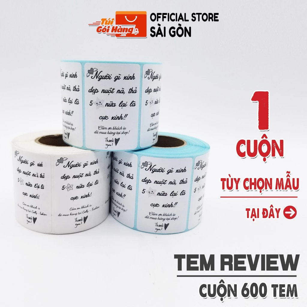 Tem Review 5 Sao TUIGOIHANG In Nhiệt Tự Dính 60x40mm Cuộn 700 Tem Giúp Shop Chăm Sóc Khách Hàng Độc Đáo