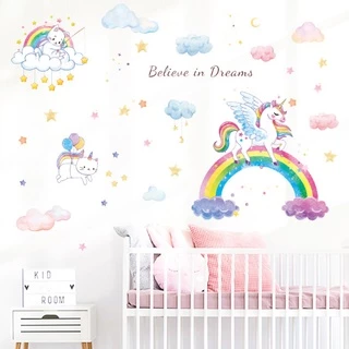 Decal trang trí tường - Chú ngựa Unicorn