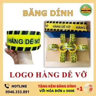 [CUỘN] Băng Dính Logo (Vàng) In Chữ HÀNG DỄ VỠ XIN NHẸ TAY/Băng Keo Hàng Dễ Vỡ Cảnh Báo Vận Chuyển Giá Rẻ