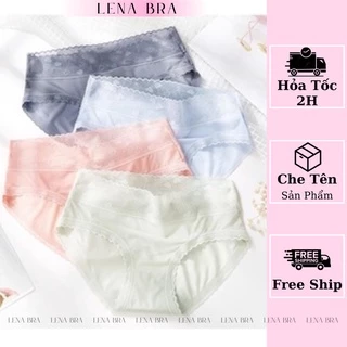 Quần lót nữ LENABRA, quần lót cotton lụa cạp ren co giãn tốt