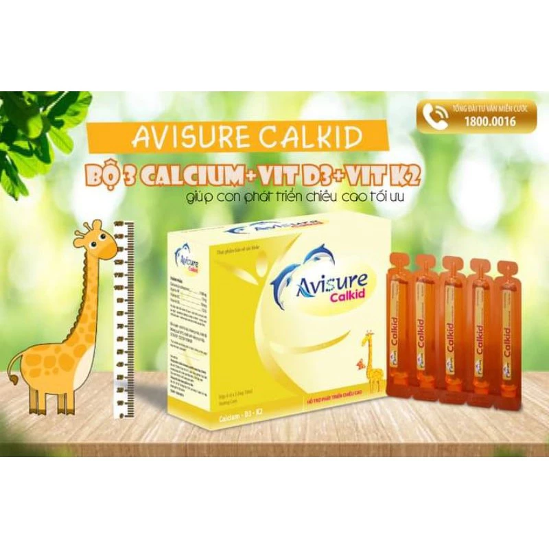 Avisure Calkid - Canxi nano cho trẻ (Hộp 30 ống)- CANXI GIÚP TRẺ TĂNG CHIỀU CAO