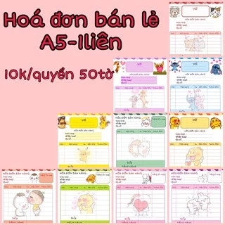 Hoá đơn bán lẻ cute 1liên khổ A5-Quyển 50 tờ