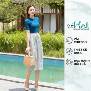 [Mã BMLT35 giảm đến 35K đơn 99K] Chân Váy Xếp Ly Hoa Nhí Nhuyễn The Kat House lưng thun, dáng dài, thanh lịch, nhẹ nhàng