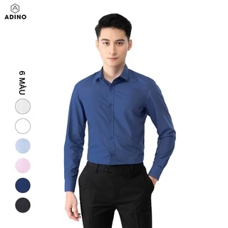 Áo sơ mi nam dài tay ADINO màu xanh than vải nến lụa sợi sồi modal dáng công sở slimfit hơi ôm trẻ trung S305