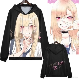 [GR] Áo Hoodie Tay Dài Dáng Rộng In Hình Anime My Dress-up Darling Kitagawa Marin Plus Size