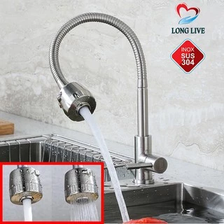 Vòi Rửa Chén Bát 1 đường Lạnh INOX 304 Cần Bẻ Lò Xo - chưa gồm dây cấp