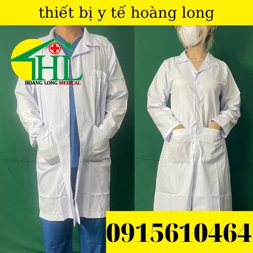 Áo blouse trắng - áo khoác blu bác sĩ, dược sĩ nam nữ dài tay,  dáng dài chất Lon Nhật mát