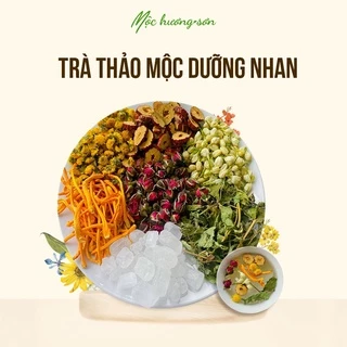 Trà thảo mộc dưỡng nhan gồm đông trùng hạ thảo, hoa cúc vàng, hoa hồng, cỏ ngọt, táo đỏ - gói 10gr