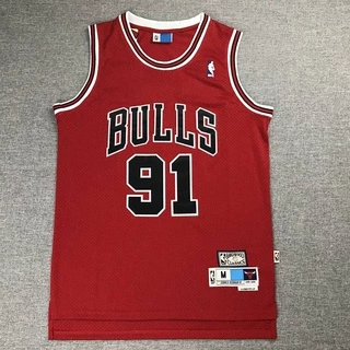 Áo đấu bóng rổ không tay NBA Chicago Bulls số 91 Rodman cổ điển bằng cotton kích thước lớn