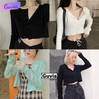 Áo Croptop Tay Dài Nữ YAN Ulzzang, Áo thun nữ dài tay chất vải tốt mặc đẹp GUVIA CR27