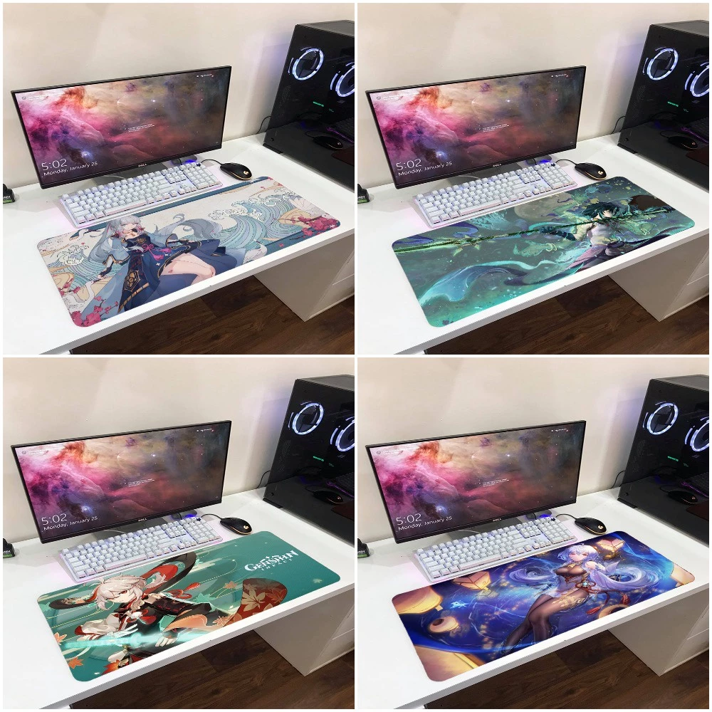 Lót chuột Genshin Impact dày 3mm kích thước lớn 80x30cm, 90x40cm siêu đẹp