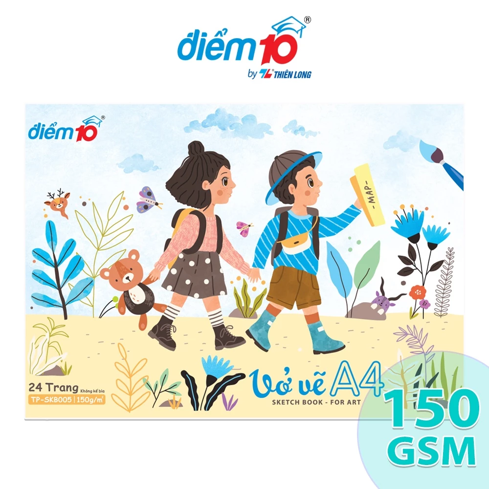 Vở vẽ A4 Sketch Book for Art Thiên Long vẽ tranh sáng tạo, định lượng giấy 150gsm, 24 trang chống thấm tốt TP-SKB005