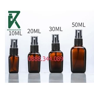 Chai tinh dầu ,thủy tinh vuông nâu vòi phun sương đen 10ml,20ml,30ml,50ml