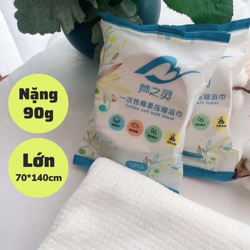 Khăn tắm nén du lịch cotton lớn 70x140cm dùng một lần, loại lớn dày nặng 90g ❖KHĂN NÉN KHÁCH SẠN ❖