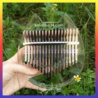 Đàn kalimba trong suốt QUYNHLEMO, Kalimba 17 phím acrylic pha lê hình đầu mèo cầu vồng tặng đủ phụ kiện