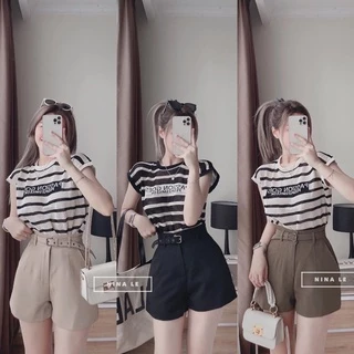 ÁO CROPTOP THUN GÂN TAY PHỒNG SỌC XINH P312