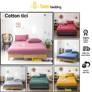 Ga gối cotton tici Bee Bedding - set ga gối cao cấp, bộ drap 3 món phong cách hàn quốc 100% 1m2, 1m6, 1m8, x2m, 2m2