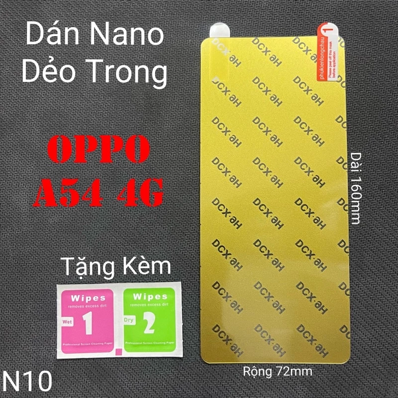 (N10)Miếng Dán Màn Hình Siêu Mỏng Dẻo Nano Cường Lực DCX-9H Oppo A54 4G