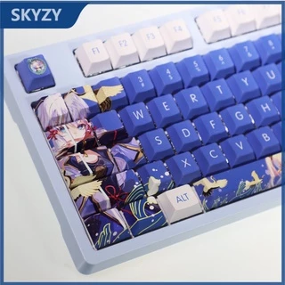 Genshin Impact Keycap Nhân vật năm sao Chủ đề Kamisato Ayaka Trò chơi trực tuyến Anime PBT Thuốc nhuộm Thăng hoa Bàn phím cơ Keycap 104 Phím