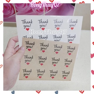 Nhãn dán Thank You đường kính 4cm 1 tờ 12 nhãn dán miệng túi đựng bánh, hoa trang trí, quà tặng, mứt Tết - HongThuyQ7