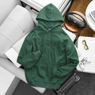 [bigsize] Áo khoác hoodie thêu chữ cách điệu tông màu xanh bigsize nam < 140kg