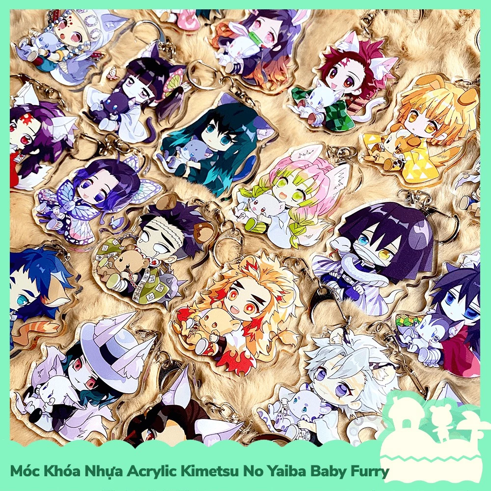 [Sẵn VN - NowShip] Móc Khóa Keychain Acrylic Nhựa Trong Anime Manga Kimetsu No Yaiba Demon Slayer Baby Furry