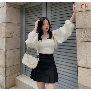 Sét áo cardigan cánh dơi và áo 2 dây dáng croptop siêu xinh