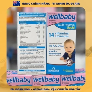 Vitamin tổng hợp wellbaby cho bé 150ml, Hàng chuẩn đi air, Uk, Date xa