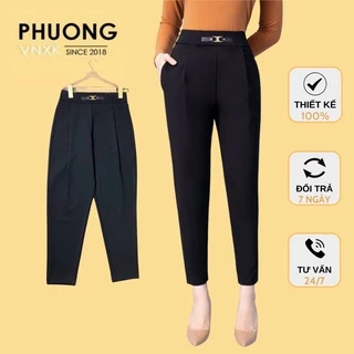 BIGSIZE Quần baggy công sở nữ cạp chun tag da lưng cao tôn dáng chất UMI dày dặn co giãn tốt đủ size 45-80kg