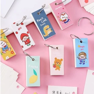 Flashcard học từ vựng tiếng Anh Bộ thẻ nhớ hoạt hình dễ thương 80 trang Thẻ học tập Memo Pads