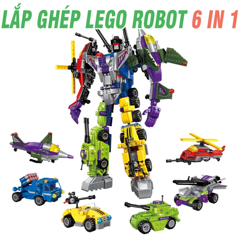 Bộ lắp ráp đồ chơi lego mô hình robot 6 trong 1 cho trẻ em No.1404