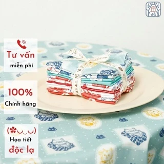 Vải cotton 100% tự nhiên🍒Chuanshui🍒khổ vải 145cm, chú mèo ngộ nghĩnh - vải đẹp handmade, quilt, may quần áo