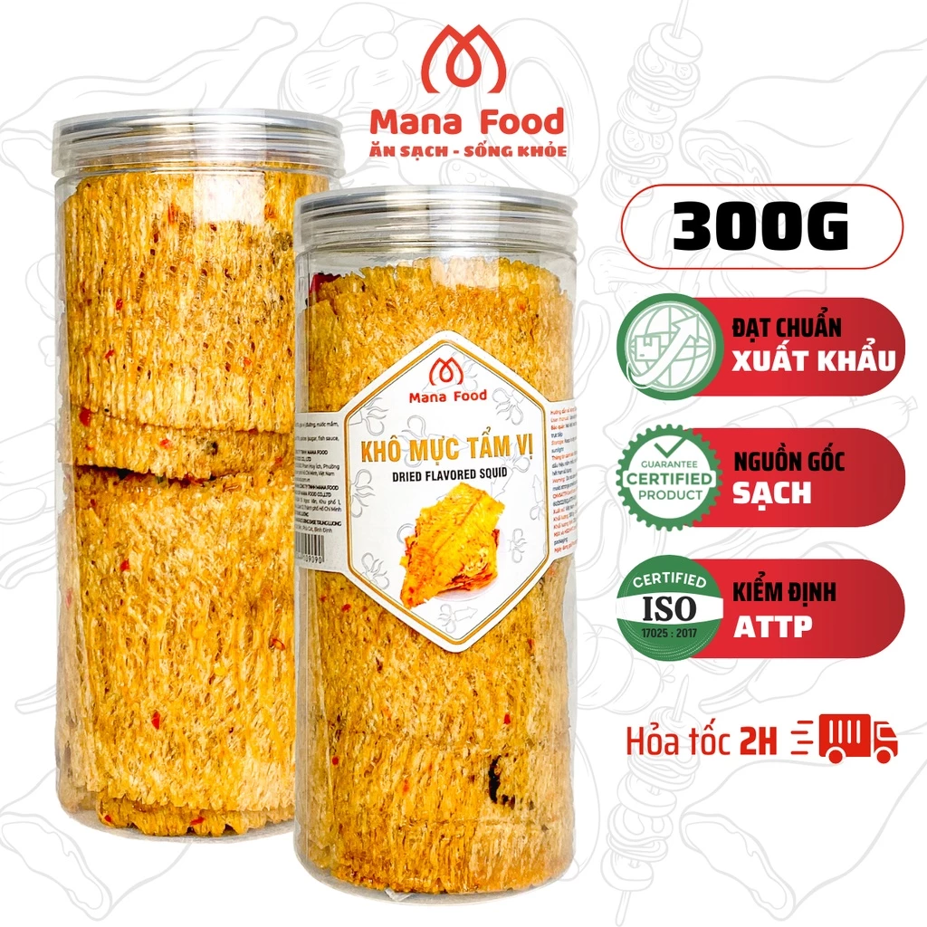 Mực Cán Tẩm Cay Mana Food 300G