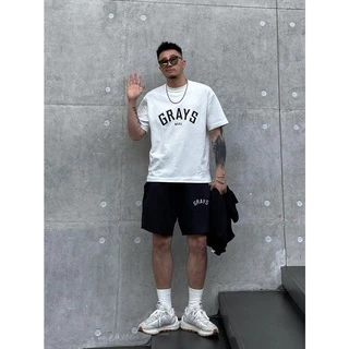 Áo trắng/ Quần đen Beaver Tee "GRAYS" Local Brand tay lỡ form rộng nam nữ Unisex Freeship Extra