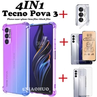 Ốp Điện Thoại Tecno Pova 3 Màu Gradient + Miếng Dán Kính Cường Lực 2 Màu Gradient 4 Trong 1 Cho Tecno Pova