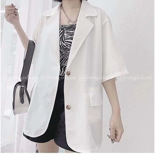 Áo blazer nữ cộc tay ,áo vest nữ cộc tay chất mát dáng rộng 2 khuy cá tính