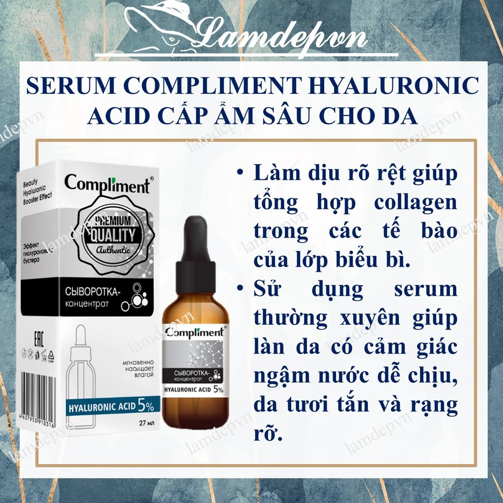 Serum Compliment Hyaluronic Acid 5% Cấp ẩm, căng mịn da