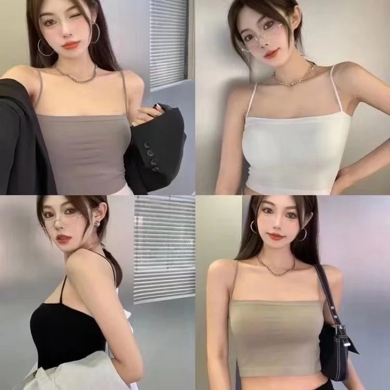 Hot trend - Áo bra cotton 2 dây kèm đệm ngực dáng croptop mẫu mới