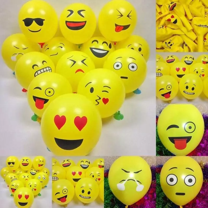 10 Bong Bóng 12 Inches Biểu Tượng Cảm Xúc Emoji Trang Trí Tiệc Sinh Nhật