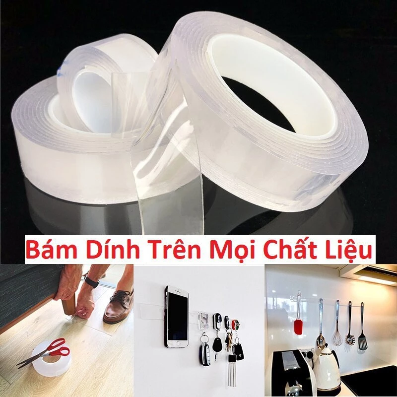 Băng keo dán dính trắng và hai, 2 mặt đa năng trong suốt 3m Dày 0,8mm 1,1 mm siêu dính supercheap