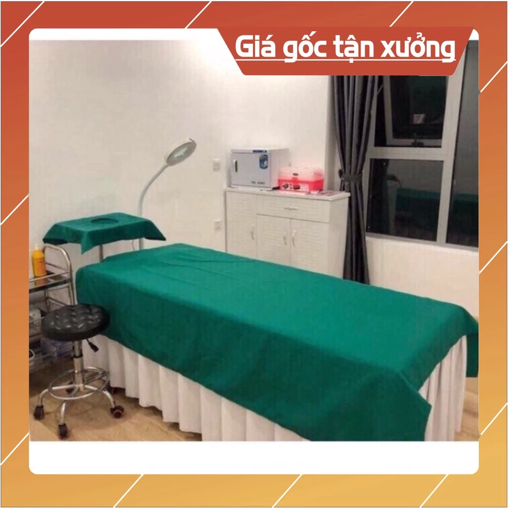 Ga trải giường Bệnh Viện, Nối mi, thẩm mỹ viện, Spa, phủ ghế  màu XANH LÁ CÂY chất liệu Kaki dày dặn