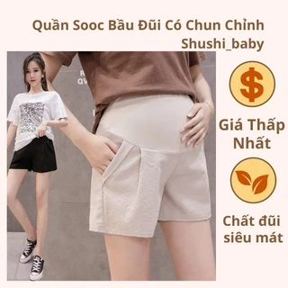 Quần Sooc Bầu Mùa Hè Chất Đũi Siêu Mềm Mát Có Chun Điều Chỉnh