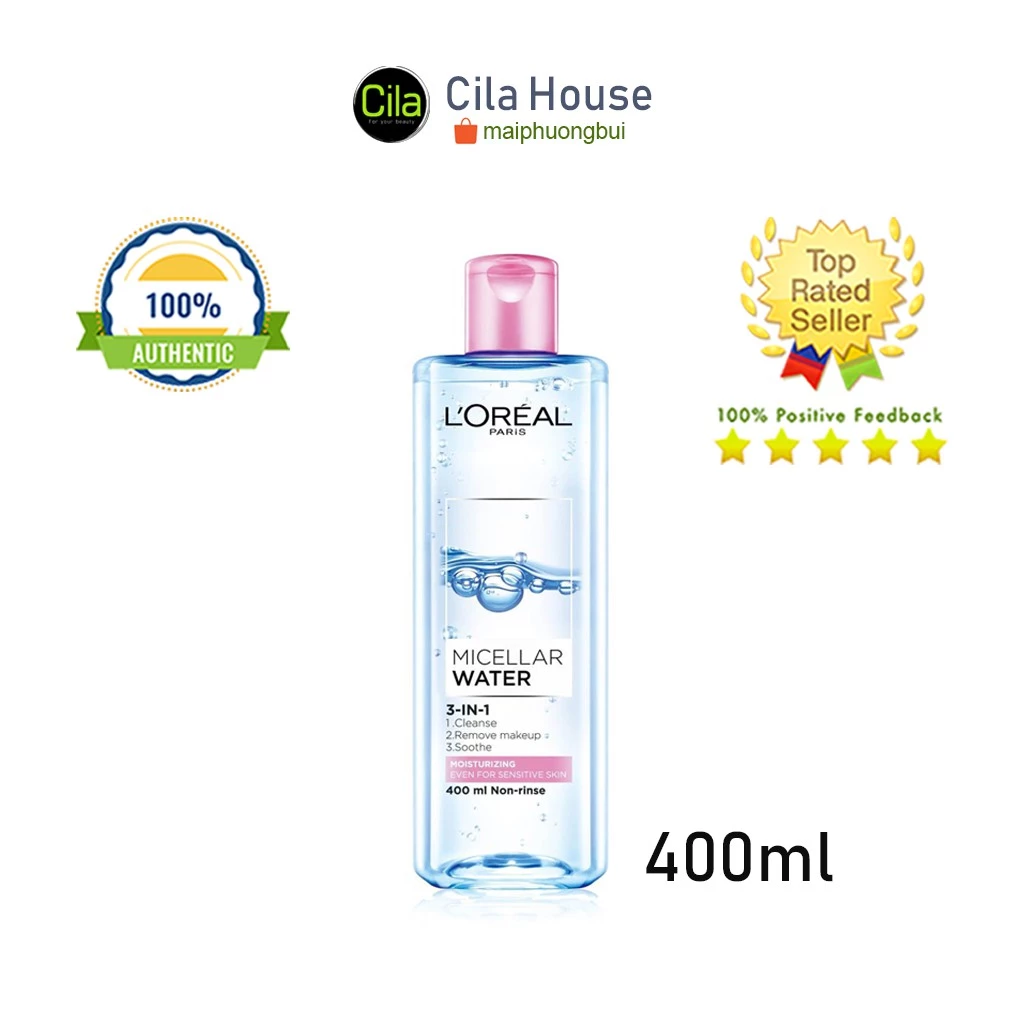 Nước tẩy trang Loreal Paris 3-in-1 Micellar Water 400ml (hồng) - Cila House