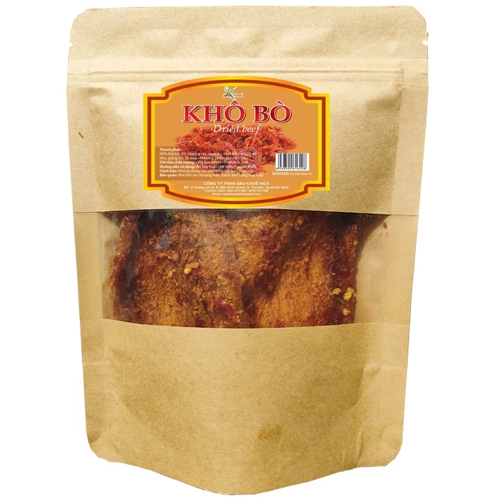 Khô bò mềm loại miếng vị cay nhẹ vừa ăn - Bịch 250g SKFOOD