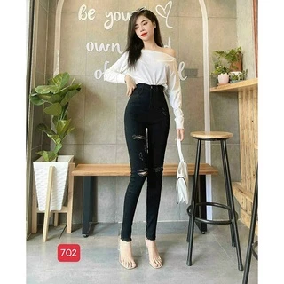 Quần jean nữ lưng cao dáng ôm chất jean cotton cao cấp VNXK mặc tôn dáng, thanh lịch ms616