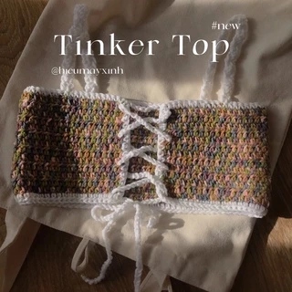 Tinker Tube Top - áo handmade crochet viền trắng kiểu màu loang mùa hè 🏝